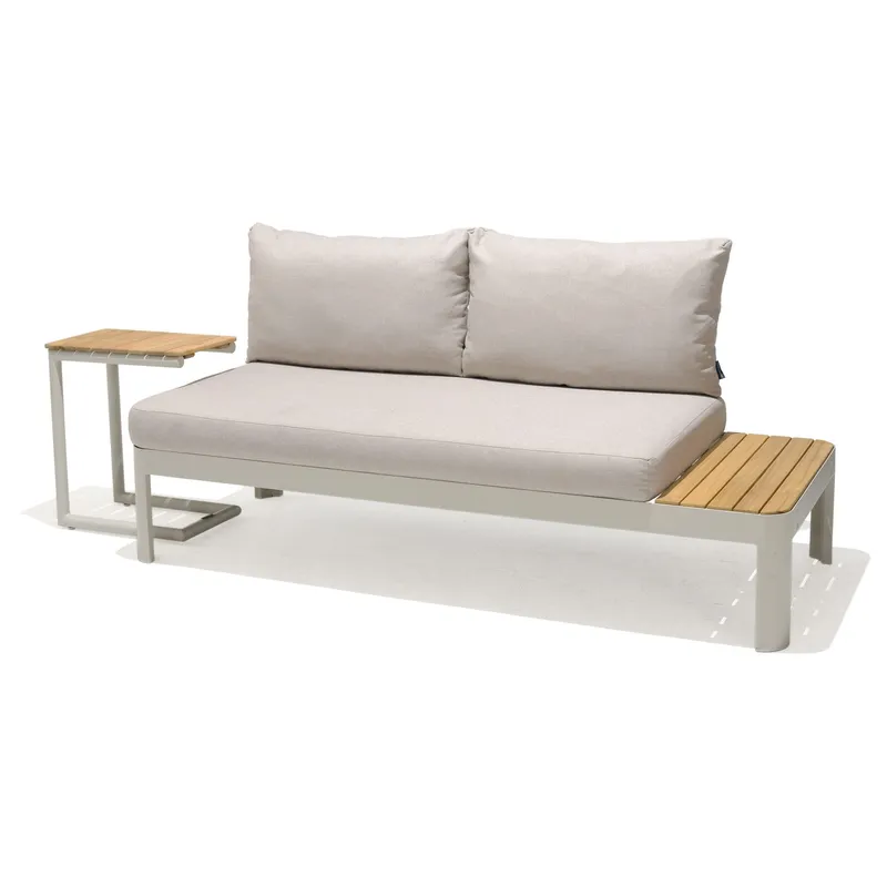 Utomhus modulset Portals 2-sitssoffa + C-format sidobord - beige/trä — Lifestyle Garden
