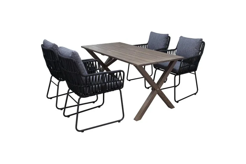 Utomhusmöbelgrupp 150 cm Bord & 4 Levanto grå stolar Brun - Brun — Brun
