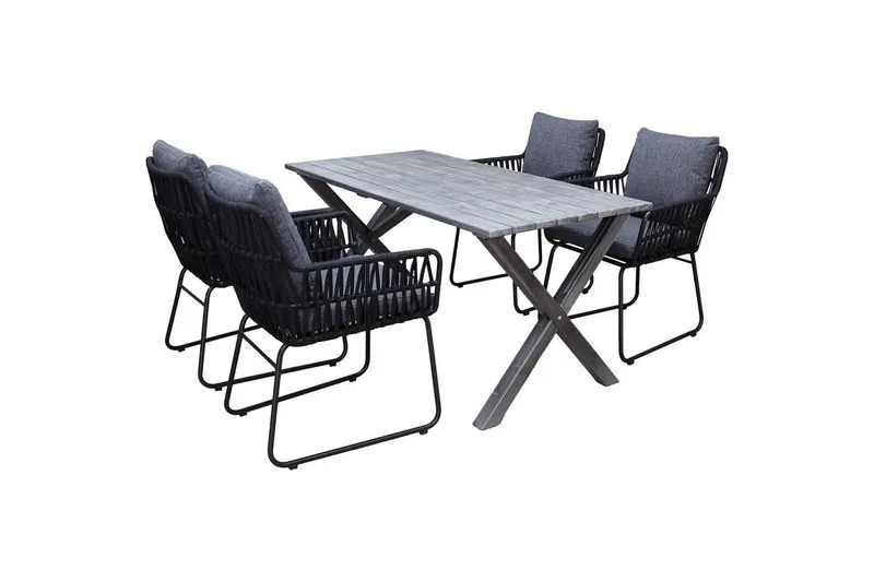 Utomhusmöbelgrupp 150 cm Bord & 4 Levanto grå stolar Grå - Grå — Grå