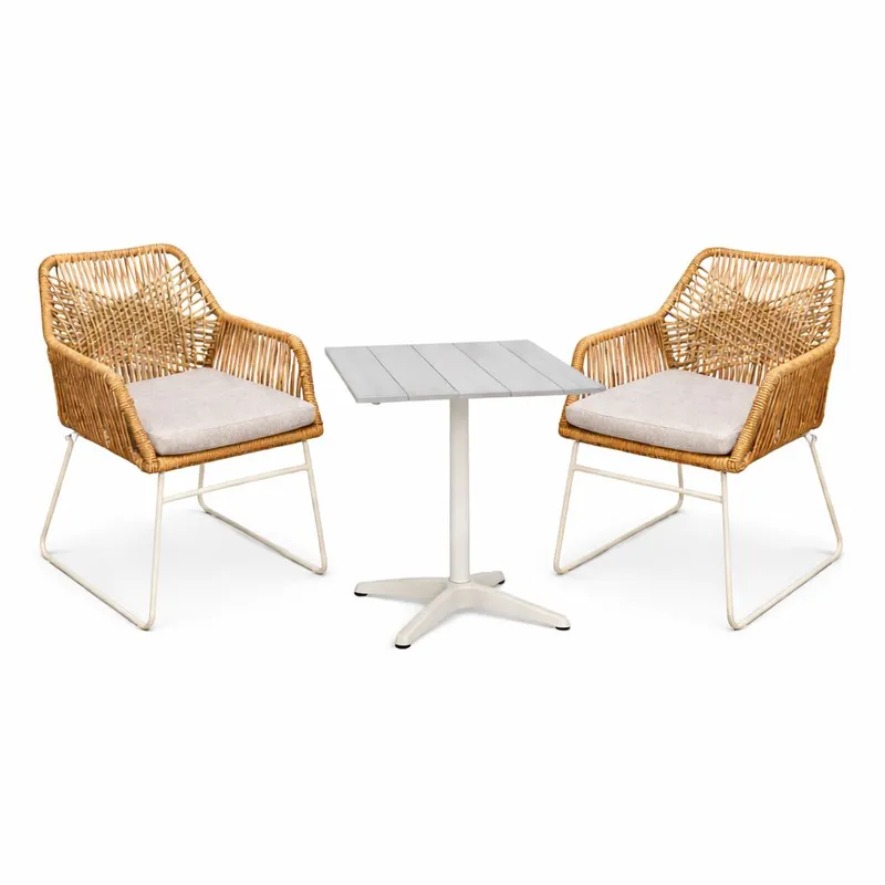 Utomhusmöbelgrupp Palermo bistroset med Seville karmstolar - grå/beige/sand — grå/beige/sand