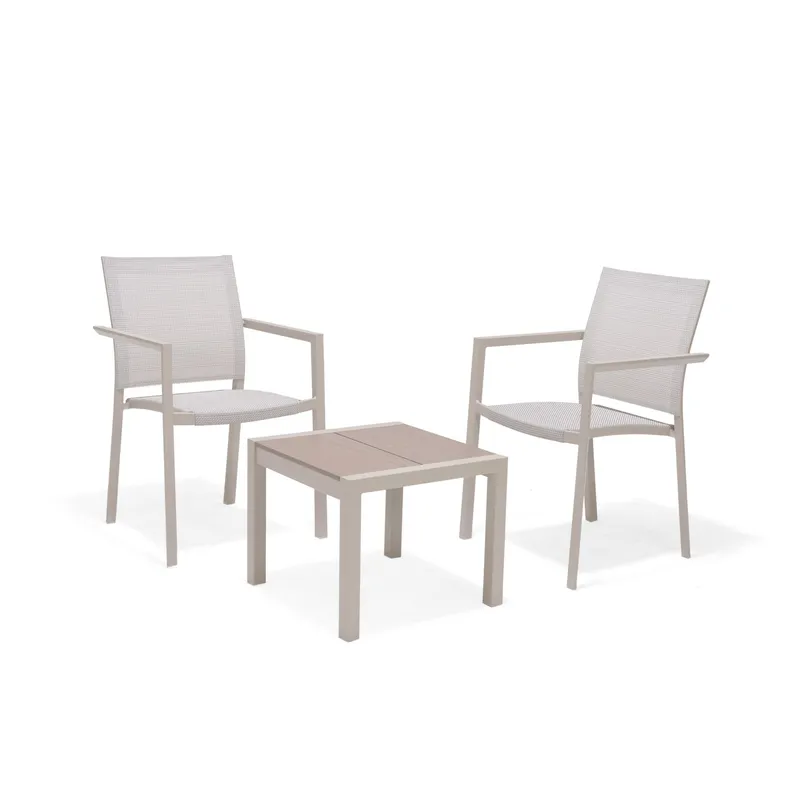 Utomhusset Urbanite sidobord 50 + 2 carverstolar - ljusgrå — Lifestyle Garden