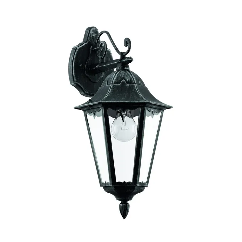 Utvändig vägglampa Navedo Nedåtriktad - Svart/Silverpatina — Svart/Silverpatina