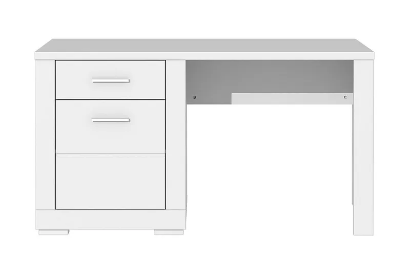 Uzayr Skrivbord 138 cm med Förvaring Hylla + Skåp - Vit — Vit