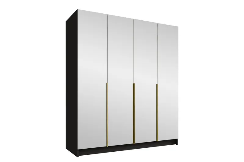 Vadstena Garderob med Spegel 200 cm - Svart/Guld (Art.nr 3063151) — Svart/Guld