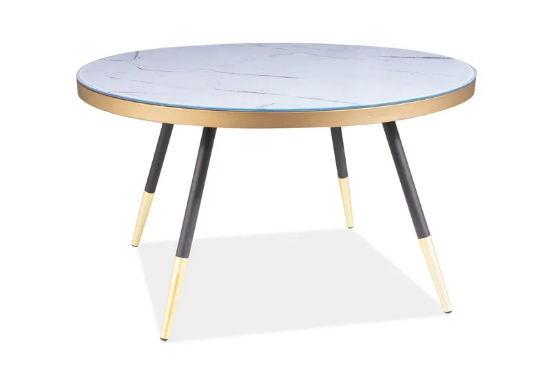 Vagaia Soffbord 80 cm Runt Marmormönster - Vit/Svart — Vit/Svart