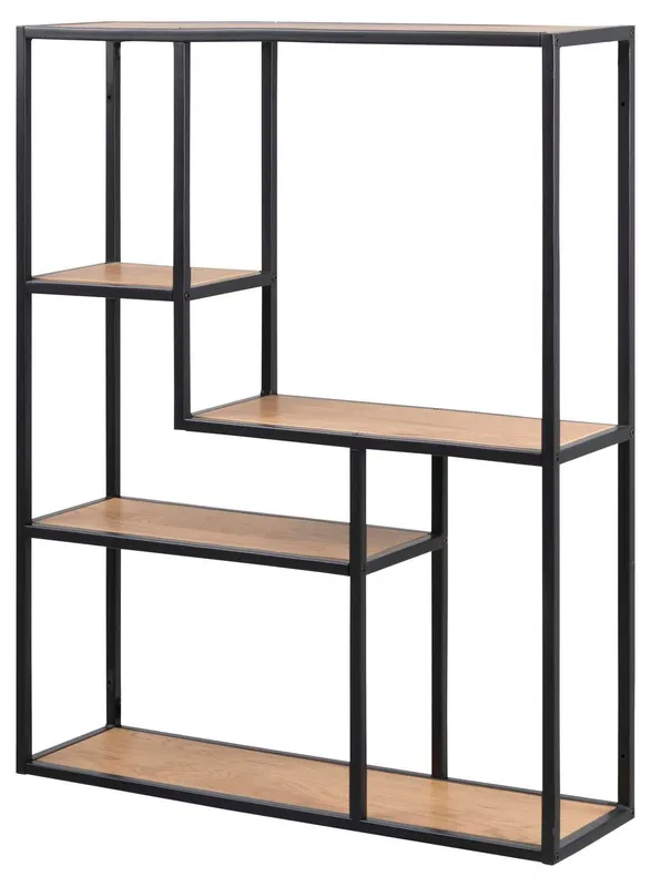 Vägghylla Seaford 75x20x91 cm - vild ek-look med svart ram — vild ek-look med svart ram