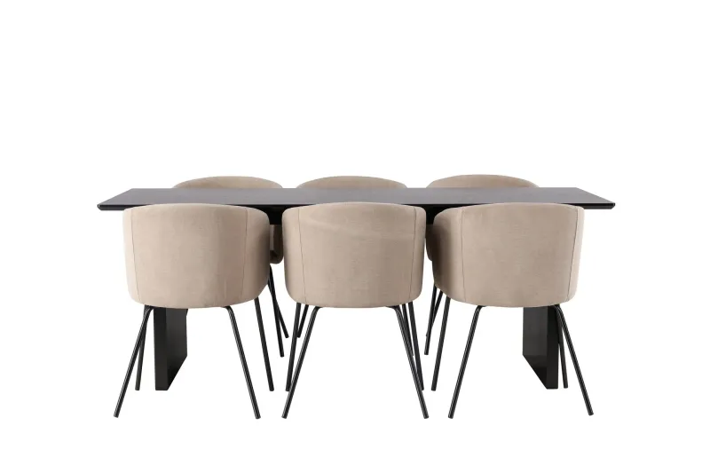 Vail Matgrupp 200 cm Rektangulär med 6 Berit stolar - Beige (Art.nr 3059866) — Venture Home