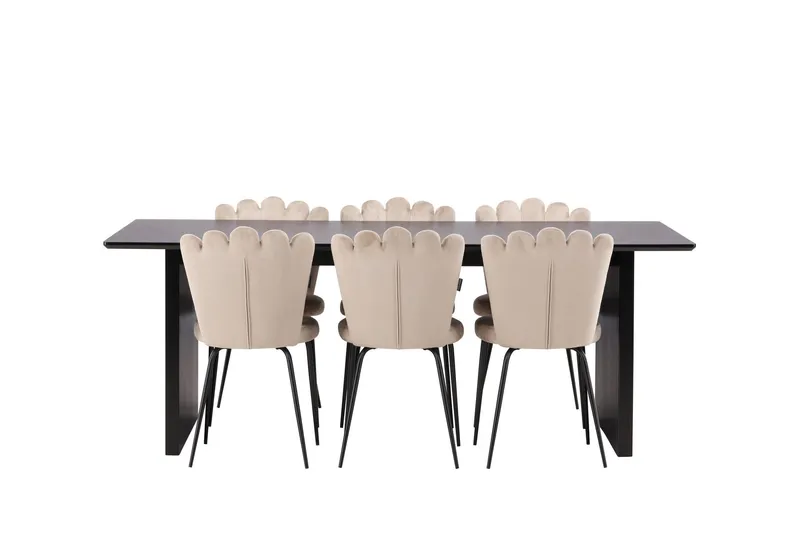 Vail Matgrupp 200 cm Rektangulär med 6 Limhamn stolar - Beige — Venture Home