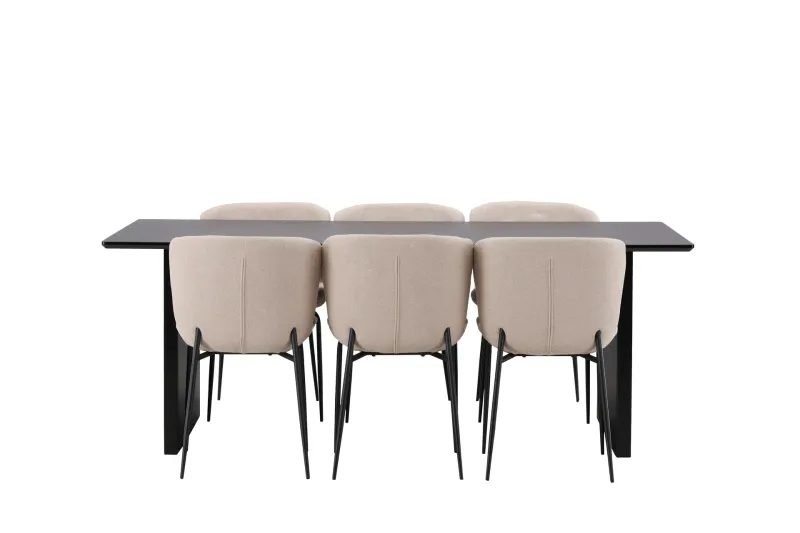 Vail Matgrupp 200 cm Rektangulär med 6 Modesto stolar - Beige — Venture Home