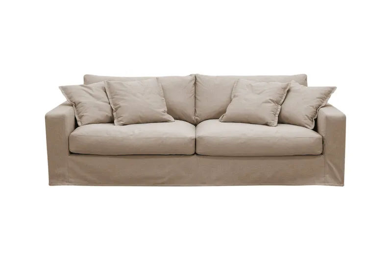 Valencia Extra Djup 3-sits Soffa med avtagbar och tvättbar klädsel - Ljusbrun — Scandinavian Choice