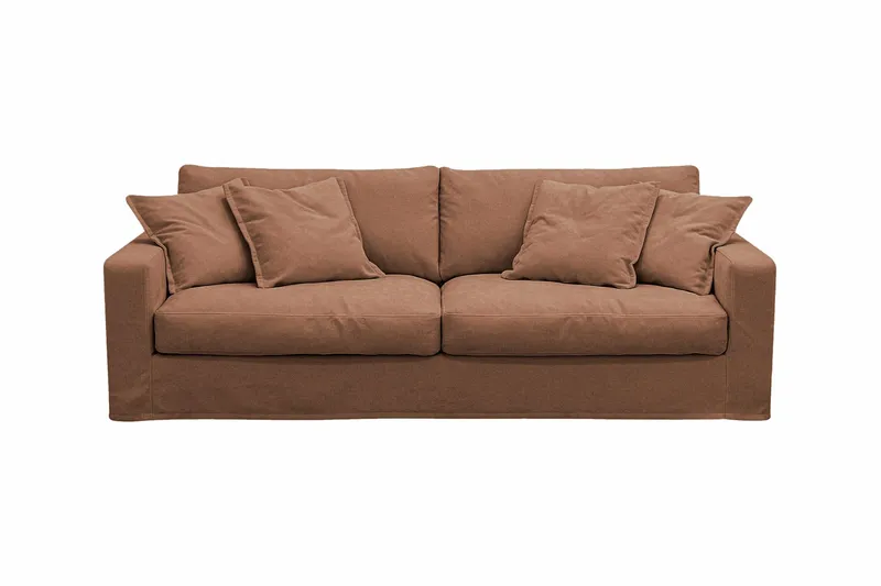 Valencia Extra Djup 3-sits Soffa med avtagbar och tvättbar klädsel - Rostbrun — Scandinavian Choice