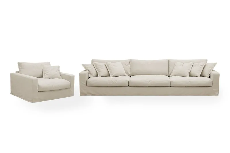 Valencia Extra Djup 5-sits soffa + fåtölj med avtagbar och tvättbar klädsel - Beige (Art.nr 3427976) — Scandinavian Choice
