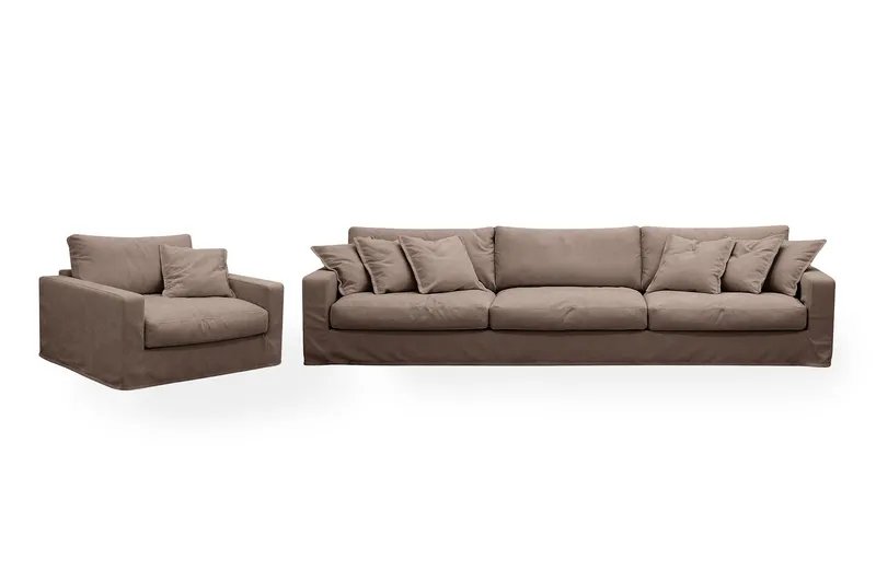 Valencia Extra Djup 5-sits soffa + fåtölj med avtagbar och tvättbar klädsel - Mörkbrun (Art.nr 3427978) — Scandinavian Choice
