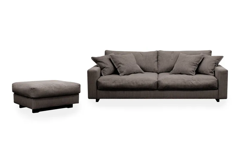 Valencia Soffgrupp Extra Djup 3-sits Soffa + Fotpall - Brun — Scandinavian Choice