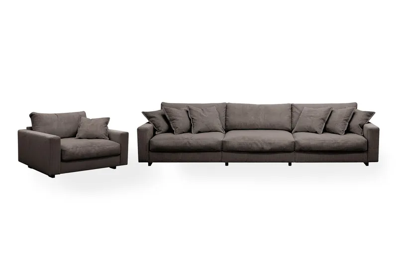 Valencia Soffgrupp Extra Djup 5-sits Soffa + Fåtölj - Brun — Scandinavian Choice