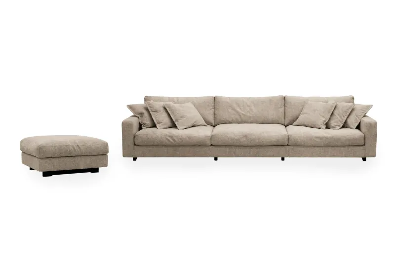Valencia Soffgrupp Extra Djup 5-sits Soffa + Fotpall i Chenille - Brun — Scandinavian Choice