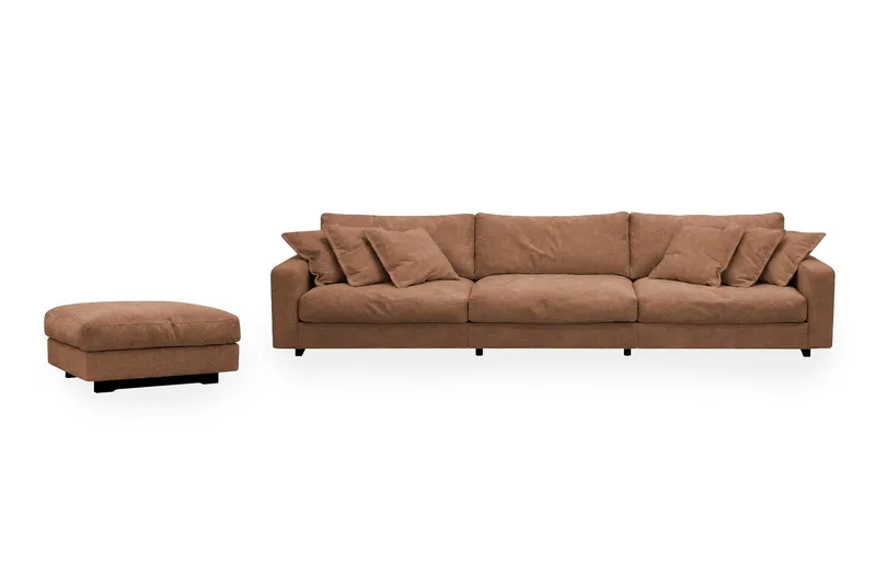 Valencia Soffgrupp Extra Djup 5-sits Soffa + Fotpall i Chenille - Rostbrun — Scandinavian Choice