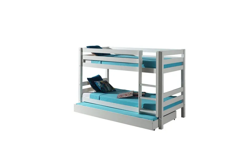 Våningssäng med undersäng Pino Vit, 140 cm - Vit, 140 cm — Vit, 140 cm