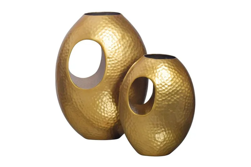 Vas Wohnling Set om 2 Aluminium Hamrad look, modern loftstil Guld - Guld — Wohnling