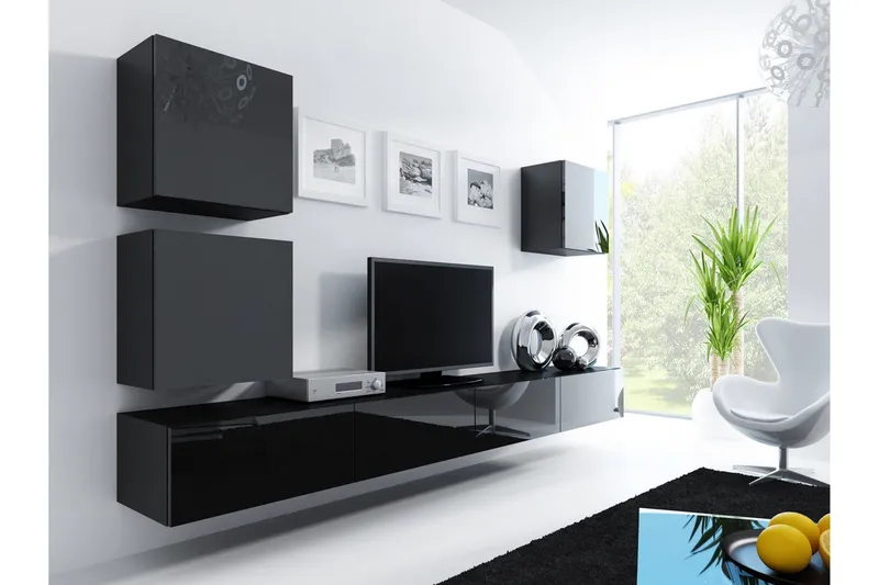 Vasil TV-möbelset 280x40x180 cm - Svart/Vit (Art.nr 493452) — Svart/Vit