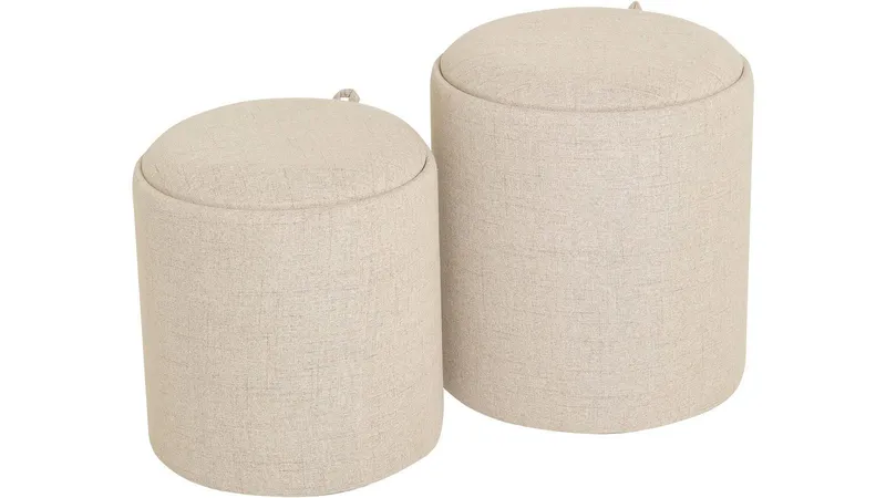 Velmira Puff 2 delar 39 cm Rund - Beige — Beige