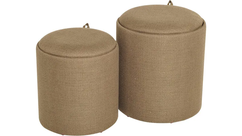 Velmira Puff 2 delar 39 cm Rund - Mörkbeige — Mörkbeige