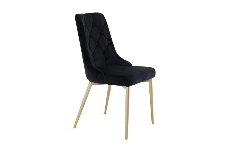 Velvet Deluxe Sammetsstol - Svart/Guld — Venture Home