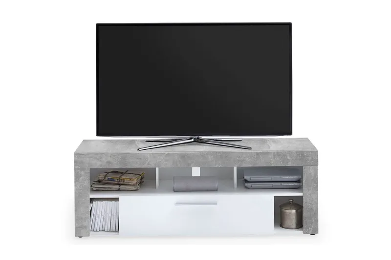 Vibio TV-bänk 150 cm - Vit/Betong — Scandinavian Choice