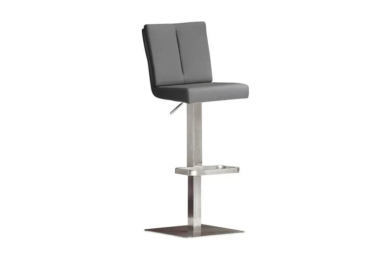 Virga Barstol Kvadrat Stål - Grå PU — Scandinavian Choice
