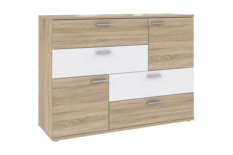 Waunifor Byrå 125 cm - Brun/Vit — Brun/Vit