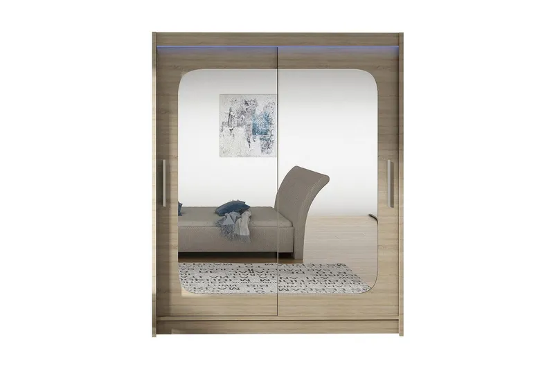Westa Garderob 150x58x200 cm LED-belysning - Beige/Grå — Beige/Grå