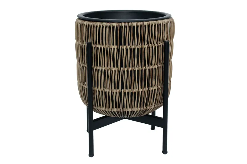 Wicker Blomkruka på stativ 30x30xH38 cm Ljusbrun