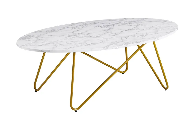 Willowdale Soffbord 120 cm Ovalt - Vit/Guld — Wohnling