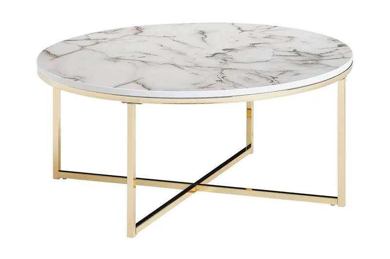 Willowdale Soffbord 80 cm Runt - Vit/Grå/Guld — Wohnling