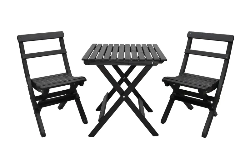 Wilma Caféset 65x65 cm + 2 Utestolar Grå/Vit - Baltic Garden — Baltic Garden