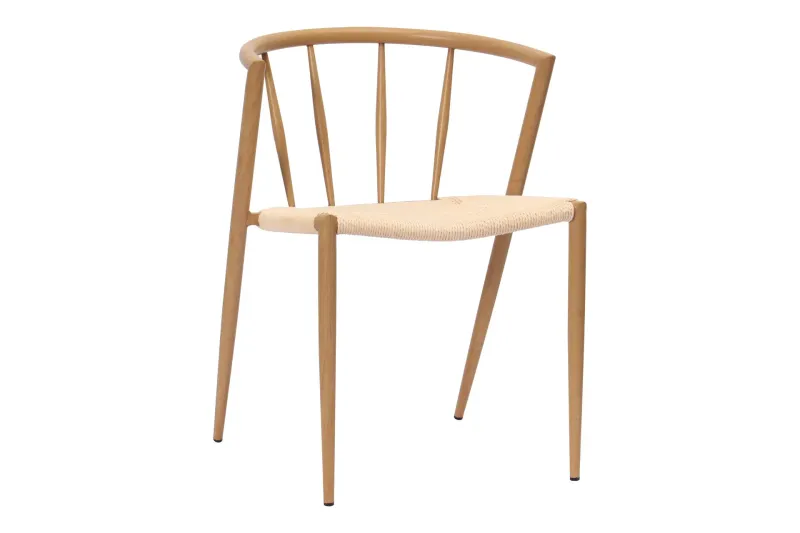 Winston Matstol - Beige / Metallben Ek — Basic Home