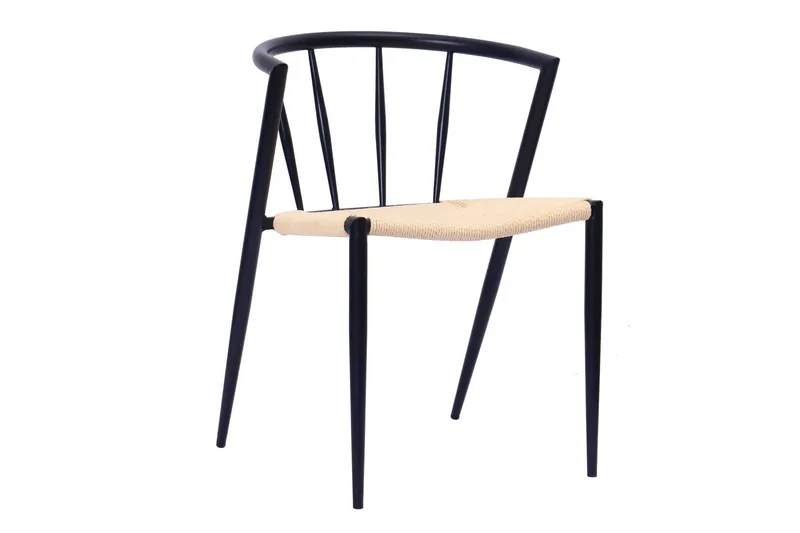 Winston Matstol - Beige / Metallben Svart — Basic Home