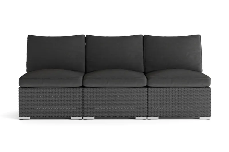 Wisconsin Premium Loungesoffa Utomhus utan Armstöd 3-sits Konstrotting - Svart — Comfort Garden