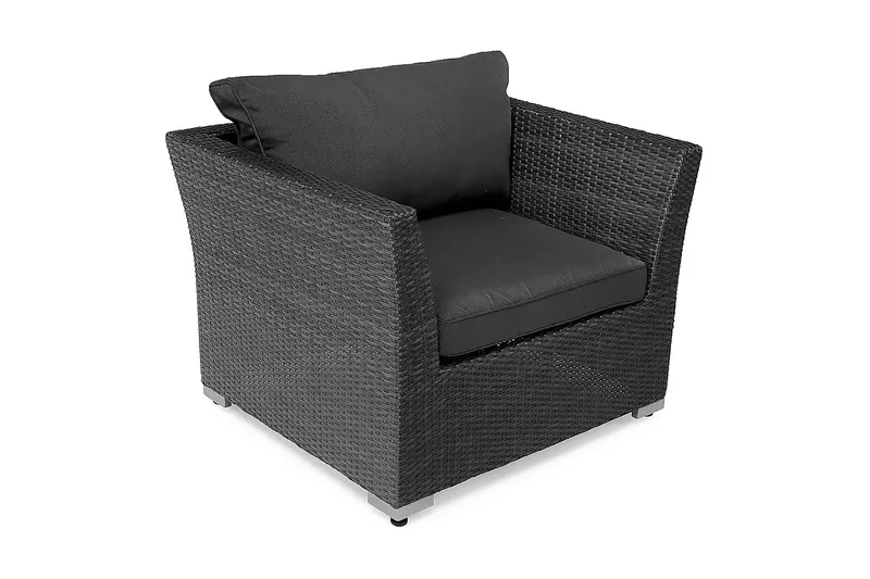 Wisconsin Premium Utefåtölj – Loungefåtölj för Uterum och Altan i Konstrotting - Svart — Comfort Garden