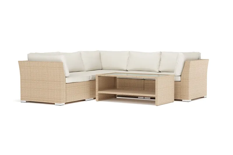 Wisconsin utomhus hörnsoffa 5-sits vändbar - Beige — Comfort Garden
