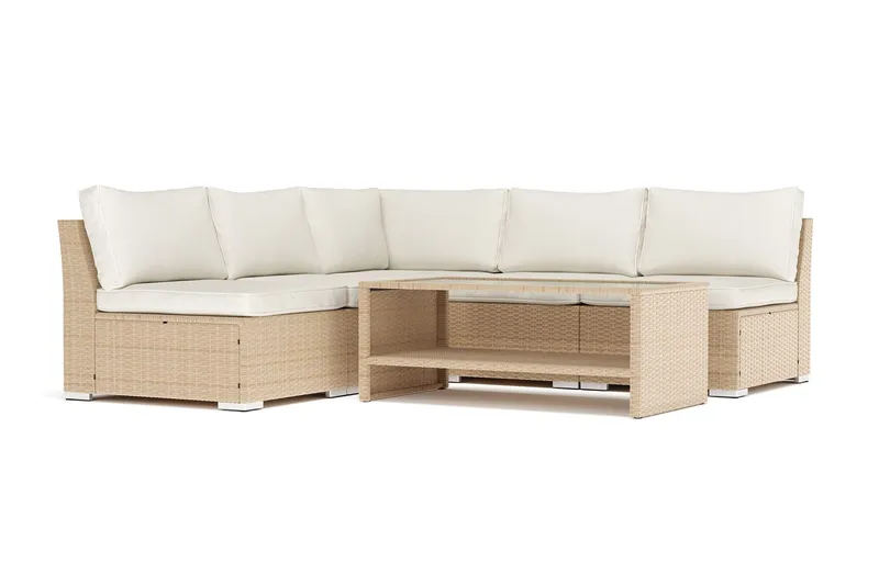 Wisconsin utomhus hörnsoffa 5-sits vändbar med öppet avslut - Beige — Comfort Garden
