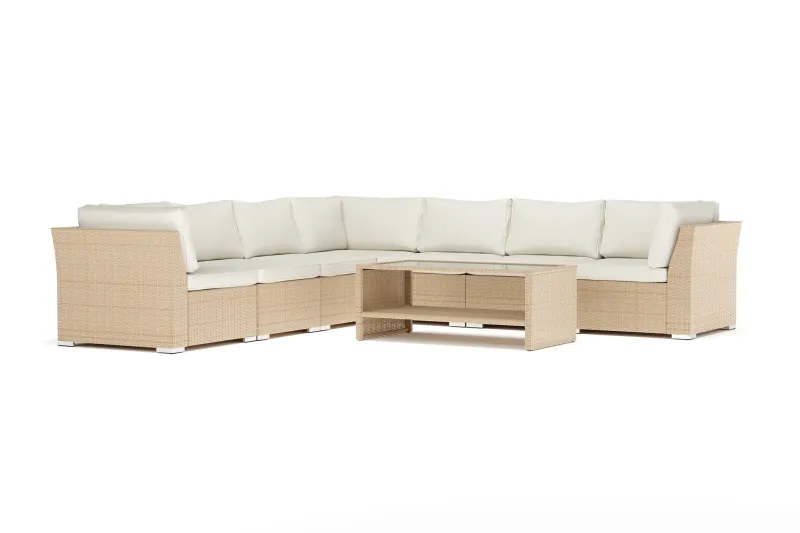 Wisconsin utomhus hörnsoffa 7-sits vändbar - Beige — Comfort Garden