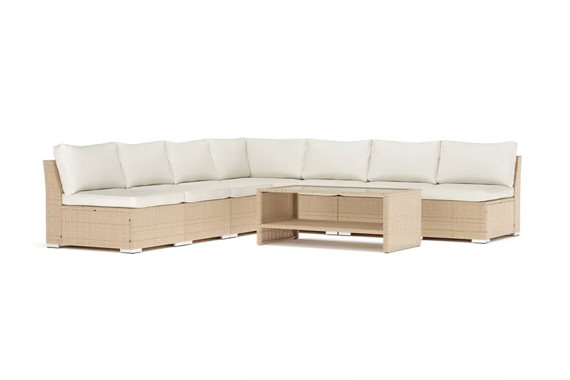 Wisconsin utomhus hörnsoffa 7-sits vändbar med öppet avslut - Beige — Comfort Garden