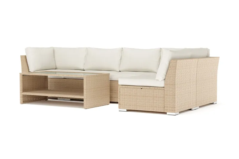 Wisconsin utomhus L-soffa 5-sits vändbar - Beige — Comfort Garden