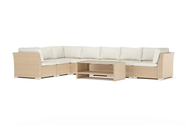 Wisconsin utomhus L-soffa 7-sits vändbar - Beige — Comfort Garden