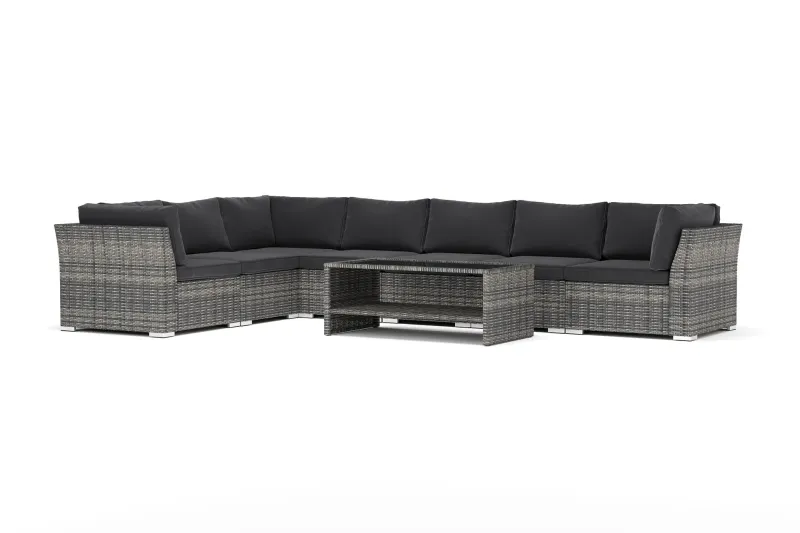 Wisconsin utomhus L-soffa 7-sits vändbar - Grå — Comfort Garden