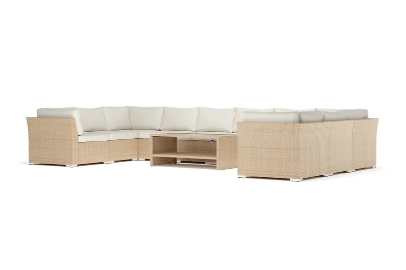 Wisconsin utomhus U-soffa 10-sits med stängt avslut - Beige — Comfort Garden