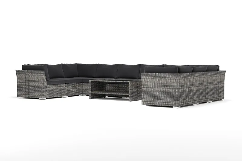 Wisconsin utomhus U-soffa 10-sits med stängt avslut - Grå — Comfort Garden