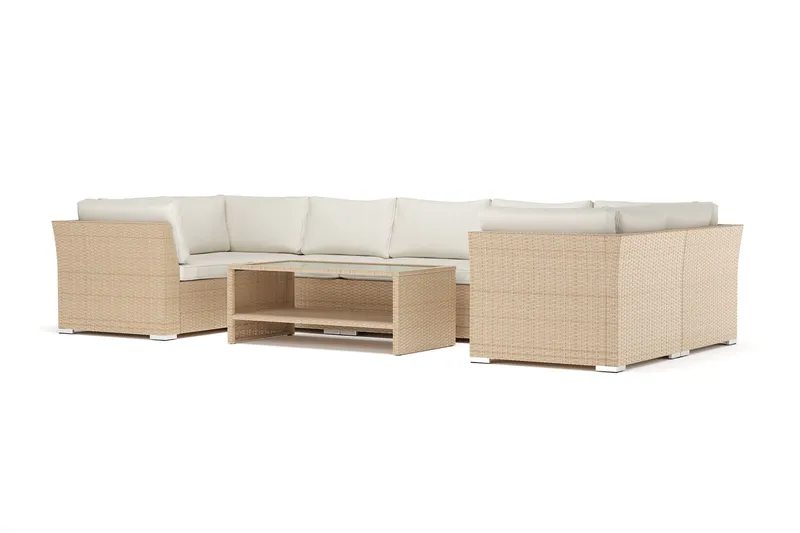Wisconsin utomhus U-soffa 7-sits med stängt avslut - Beige — Comfort Garden