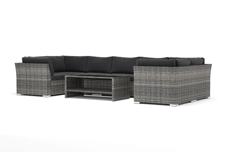 Wisconsin utomhus U-soffa 7-sits med stängt avslut - Grå — Comfort Garden
